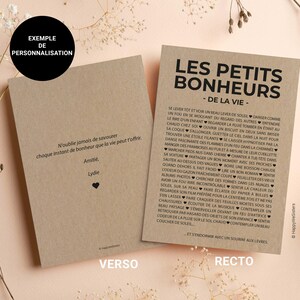 Carte "Les petits Bonheurs de la vie" - Carte de soutien - Carte d'affection - Carte typographique - Happy List - Personnalisable image 3