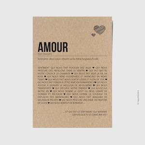Carte définition amour - Cadeau Saint-Valentin - Personnalisable