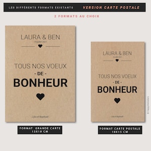 Carte de Félicitations Mariage - Carte félicitations Pacs - Carte voeux de bonheur union personnalisée image 6
