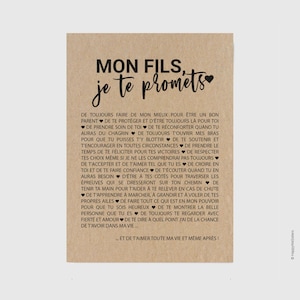 Carte "Mon fils, je te promets" - Personnalisable - Cadeau naissance - Cadeau pour son fils - Carte d'affection - Carte d'anniversaire