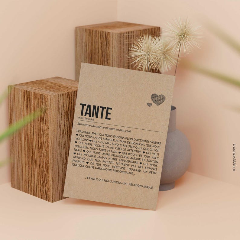 Carte définition Tante - Carte d'anniversaire Tante - Carte noël Tante - Idée carte annonce grossesse Tante - Personnalisation possible image 3