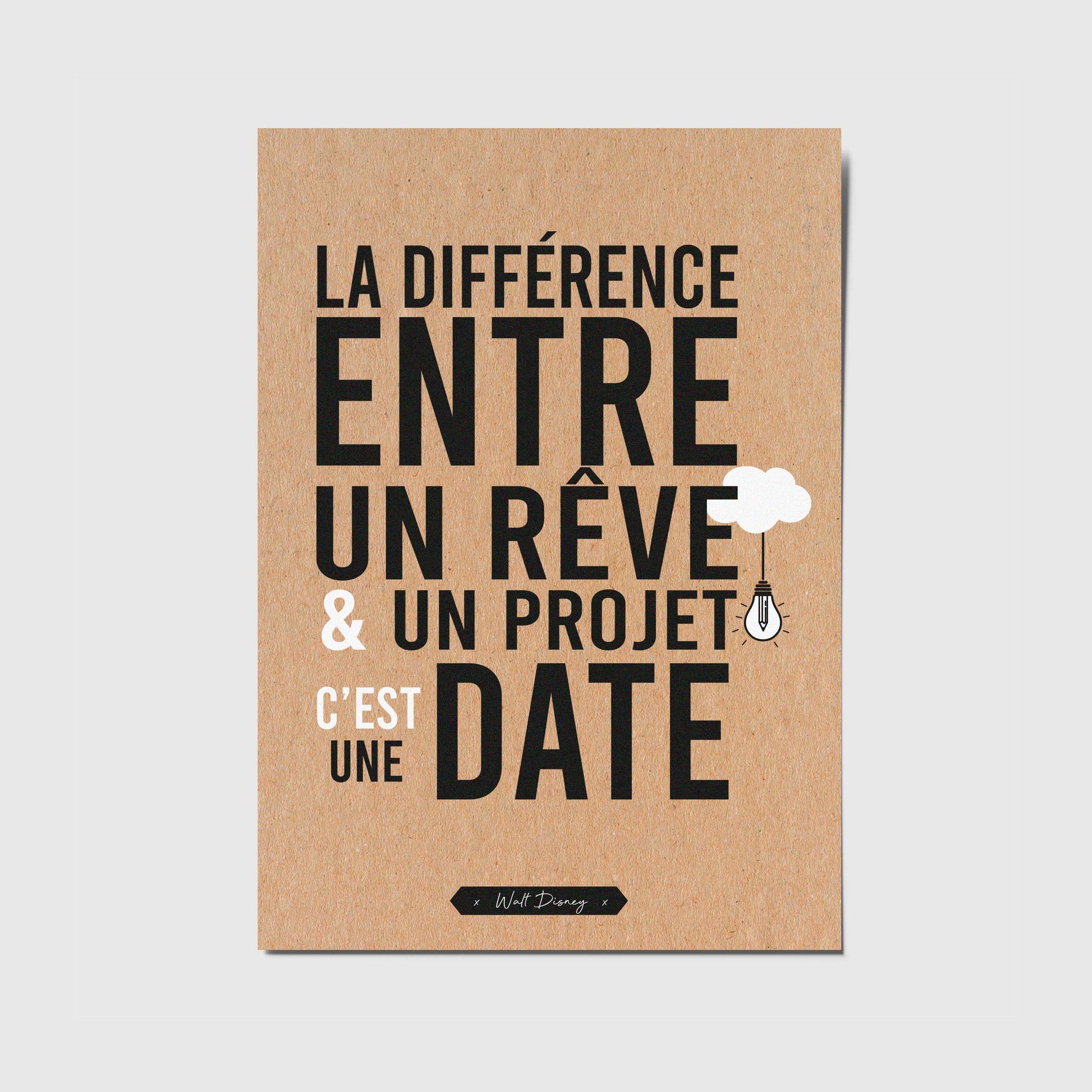 Card With French Quote the Difference Between a Dream and a