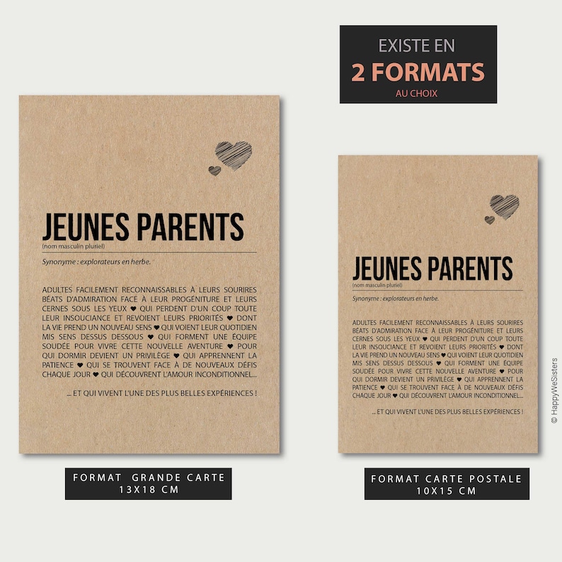 Carte définition Jeunes Parents - Carte de félicitation naissance - Cadeau naissance - Félicitations jeunes parents - Personnalisable Bild 5