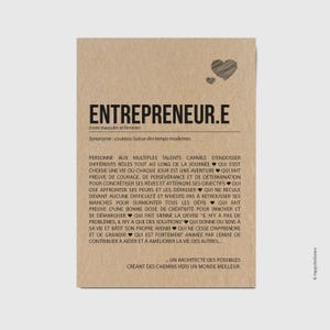 Carte définition entrepreneur - Idée cadeau entrepreneur - Carte d'affection - Carte d'amitié - Carte d'encouragement - Personnalisable