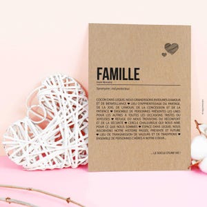 Carte définition famille - Cadeau pour parents/Frères et soeurs/Grands-parents - Personnalisable image 3