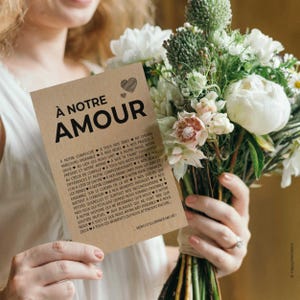 Carte "A notre amour" - Carte amour - Carte Saint-Valentin - Carte anniversaire de mariage - Personnalisable imagen 4