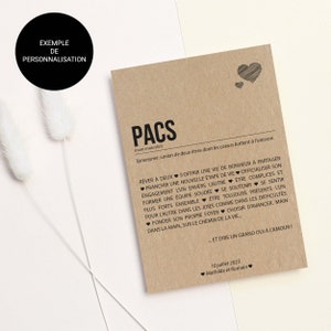 Carte PACS Cadeau de PACS Carte de félicitations PACS Félicitations union Personnalisable Voeux de bonheur Annonce pacs image 5