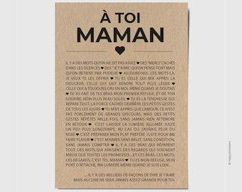 Carte "à toi maman" - Carte d'anniversaire - Carte de fête des mères - Carte à message - Personnalisable