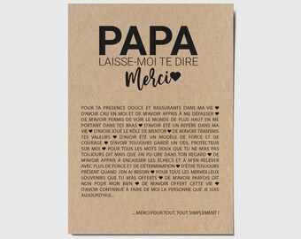 Carte Merci papa - Carte fête des pères - Carte anniversaire papa - Idée cadeau papa - Carte personnalisable