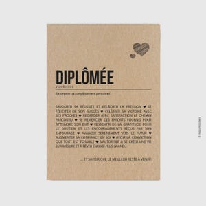 Carte Diplômée - Félicitations réussite examen - Carte diplôme Personnalisable - Félicitations examen