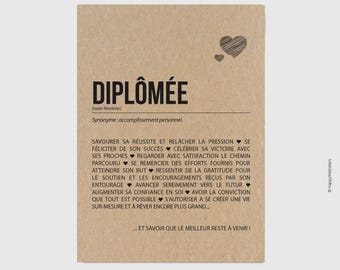 Carte Diplômée - Félicitations réussite examen - Carte diplôme Personnalisable - Félicitations examen