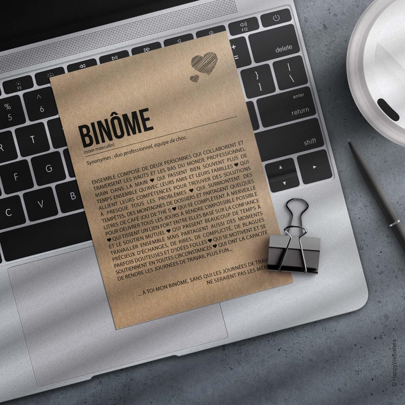 Carte définition binôme - Carte départ travail - Carte pour collègue - Au revoir binôme - Carte remerciements - Idée cadeau Personnalisable afbeelding 5