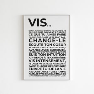 Affiche inspirante - Affiche de motivation - Hymne à la vie - "Vis"