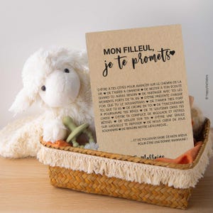Carte Filleul/Marraine personnalisable - idée cadeau baptême - cadeau naissance filleul afbeelding 3