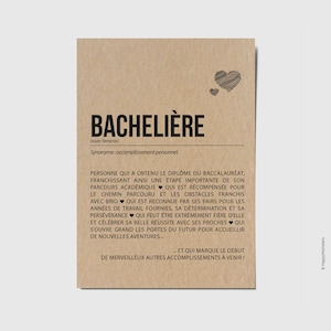 Carte Définition Bachelière - Félicitations réussite baccalauréat - Carte Personnalisable - Félicitations examen - Idée cadeau obtention Bac