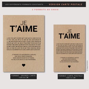 Carte "Je t'aime" - Carte amour - Carte Saint-Valentin - Carte Anniversaire amoureux - Déclaration d’amour universelle Personnalisable image 6