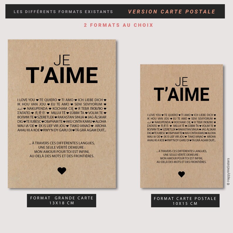Carte "Je t'aime" - Carte amour - Carte Saint-Valentin - Carte Anniversaire amoureux - Déclaration d’amour universelle Personnalisable image 6