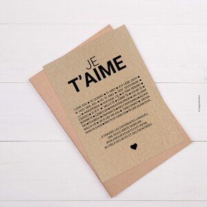 Carte "Je t'aime" - Carte amour - Carte Saint-Valentin - Carte Anniversaire amoureux - Déclaration d’amour universelle Personnalisable image 2