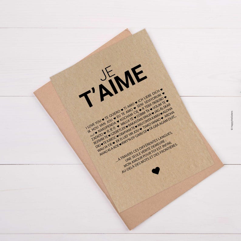 Carte "Je t'aime" - Carte amour - Carte Saint-Valentin - Carte Anniversaire amoureux - Déclaration d’amour universelle Personnalisable image 2