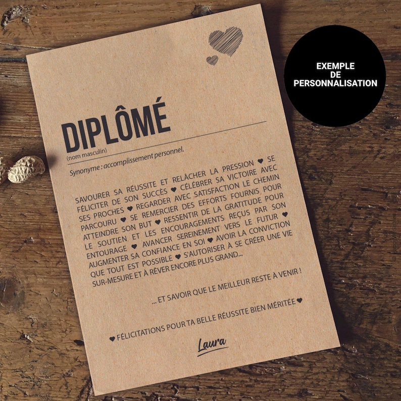 Carte Diplômé - Félicitations réussite examen - Carte diplôme Personnalisable - Félicitations examen image 3