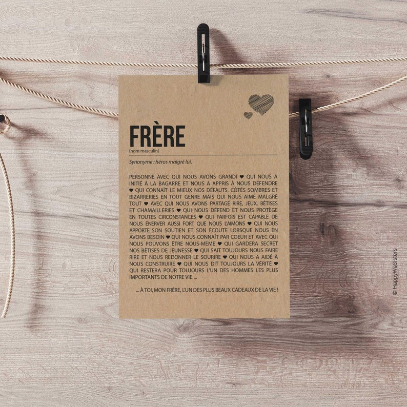 Carte définition frère - Carte anniversaire frère - Cadeau noël frère - Idée cadeau frère - Personnalisable image 6