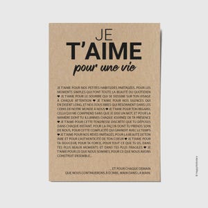Carte "Je t'aime pour une vie" - Carte amour - Carte Saint-Valentin - Carte anniversaire de mariage - Personnalisable