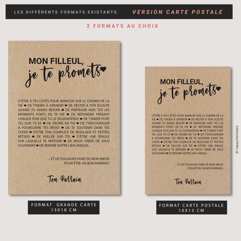 Carte Filleul/Parrain personnalisable - idée cadeau baptême - cadeau naissance filleul image 5