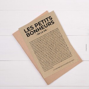 Carte "Les petits Bonheurs de la vie" - Carte de soutien - Carte d'affection - Carte typographique - Happy List - Personnalisable image 2