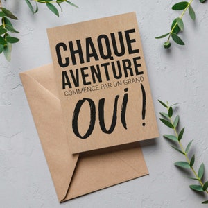 Carte citation "chaque aventure commence par un grand oui" - Idée cadeau mariage - Idée cadeau nouveau départ - Verso Personnalisable image 6