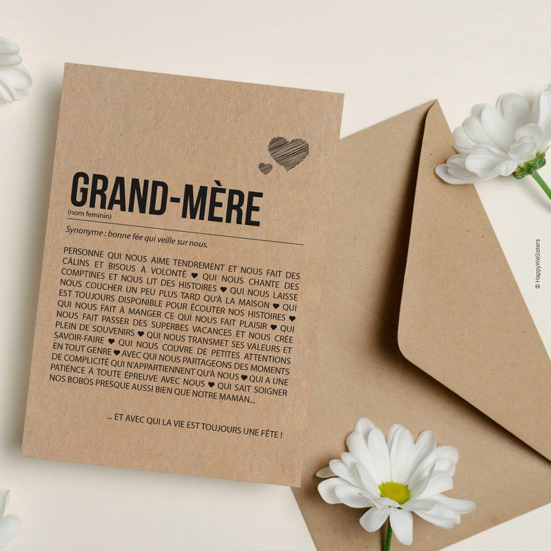 Carte définition grand-mère Personnalisable - Carte d'anniversaire grand-mère - Carte fête des grands-mères - Idée cadeau image 3