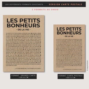Carte "Les petits Bonheurs de la vie" - Carte de soutien - Carte d'affection - Carte typographique - Happy List - Personnalisable image 6