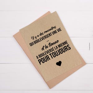 Carte citation "Il y a des rencontres qui bouleversent une vie... " - Carte amour - Saint-Valentin - Carte amitié personnalisable afbeelding 2