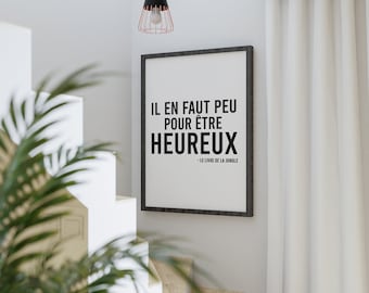 Inspirierendes Poster „Es braucht wenig, um glücklich zu sein“ – Druckbares PDF-Poster – Format A6 bis A1 – Digitaler Download – Wanddekoration