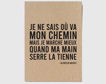 Carte Saint-Valentin - Carte citation sur l'amour - Carte citation Alfred de Musset - Carte romantique