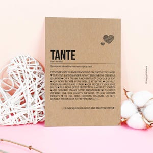 Carte définition Tante - Carte d'anniversaire Tante - Carte noël Tante - Idée carte annonce grossesse Tante - Personnalisation possible image 4