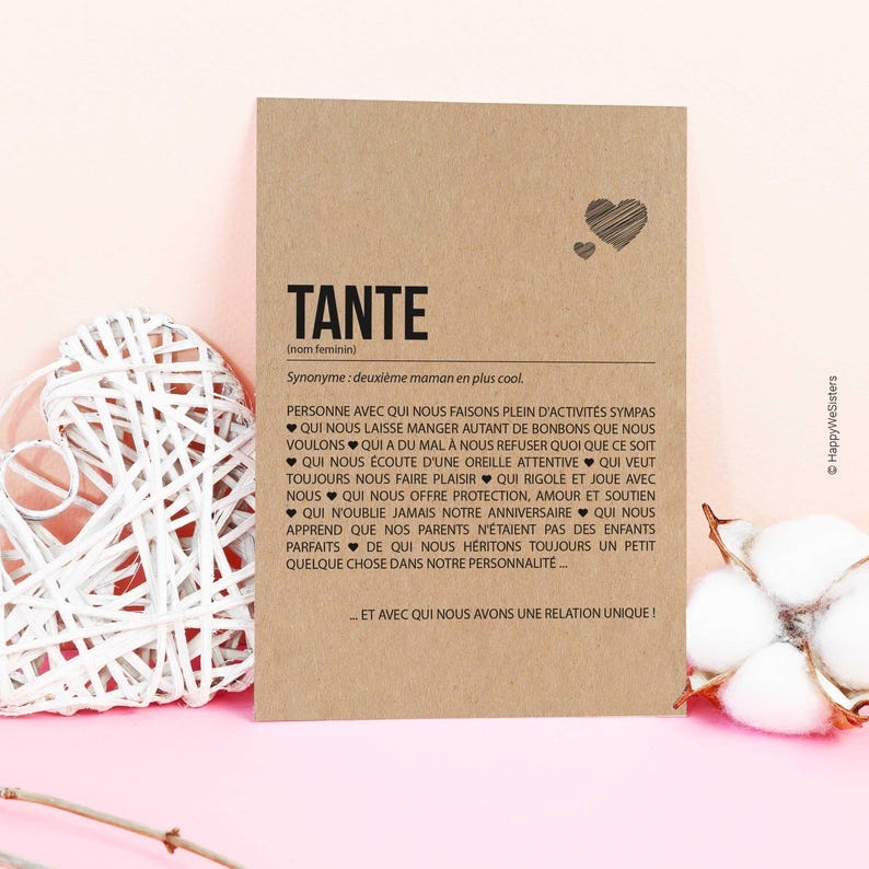 Carte définition Tante - Carte d'anniversaire Tante - Carte noël Tante - Idée carte annonce grossesse Tante - Personnalisation possible image 4