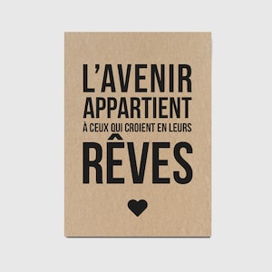 Carte de félicitation réussite - Soutien - Motivation - Citation "L'avenir appartient à ceux qui croient en leurs rêves" Personnalisable