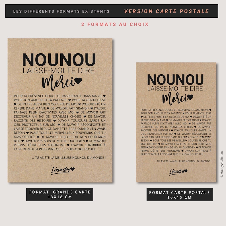 Carte merci nounou - Remerciements nounou - cadeau fin année - Idée cadeau nounou - Carte personnalisée image 7