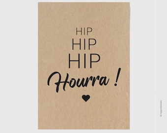 Hip Hip Hip Hooray Card - Congratulations on passing your baccalaureate - Customizable Card - Congratulations on exam, promotion, victory