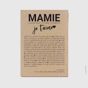Carte je t'aime mamie - fête des grands-mères - idée cadeau mamie - mamie en or - Carte Personnalisable