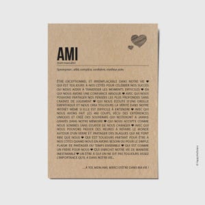 Carte définition ami - Carte d'anniversaire - Carte d'amitié - Idée cadeau ami - Personnalisable