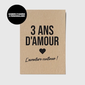 Carte anniversaire de mariage - anniversaire de rencontre - Saint-Valentin - Idée cadeau anniversaire de noce - Carte couple personnalisée