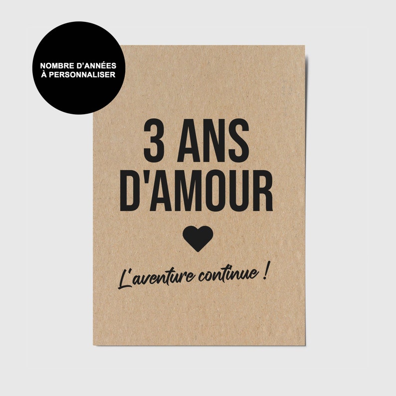 Carte anniversaire de mariage - anniversaire de rencontre - Saint-Valentin - Idée cadeau anniversaire de noce - Carte couple personnalisée immagine 1