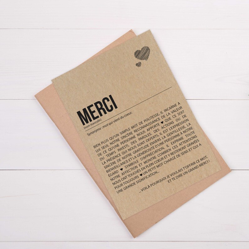 Carte Merci définition Carte de remerciement Merci beaucoup Carte d'affection merci Carte de gratitude personnalisable afbeelding 2