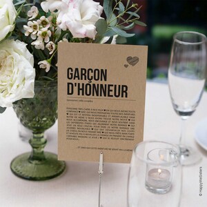 Carte définition Garçon d'honneur - Carte demande garçon d'honneur mariage - Cadeau mariage - Personnalisable imagen 5