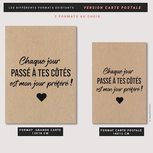 Carte citation "Chaque jour passé à tes côtés est mon jour préféré " - Carte déclaration d'amour - Mot doux Saint-Valentin - Personnalisable afbeelding 6