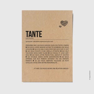 Carte définition Tante - Carte d'anniversaire Tante - Carte noël Tante - Idée carte annonce grossesse Tante - Personnalisation possible