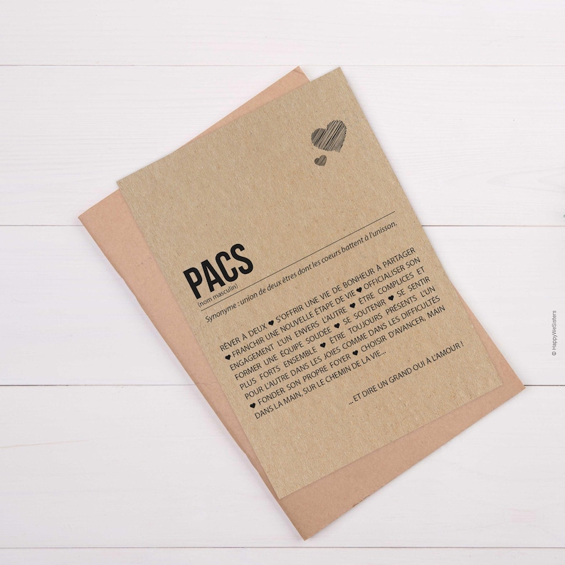 Carte PACS - Cadeau de PACS - Carte de félicitations PACS - Félicitations union - Personnalisable - Voeux de bonheur - Annonce pacs image 2