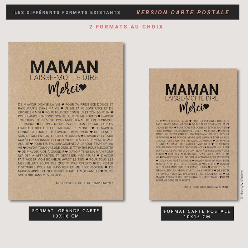 Carte Merci maman - Carte fête des mères - Carte anniversaire maman - Idée cadeau maman - Carte personnalisable image 5