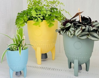 Plantenpot Retro raketplanter 3D-geprinte plantenbak cadeau voor plantenliefhebber